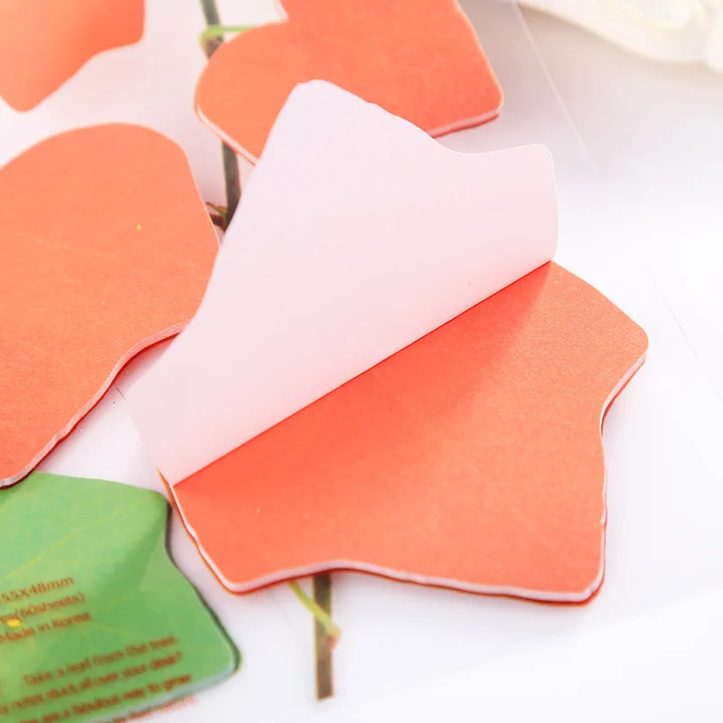 Kalove 1 шт. креативная форма листа Sticky Notes 60 листов Kawaii Sticky Notes красный/зеленый дополнительный блокнот