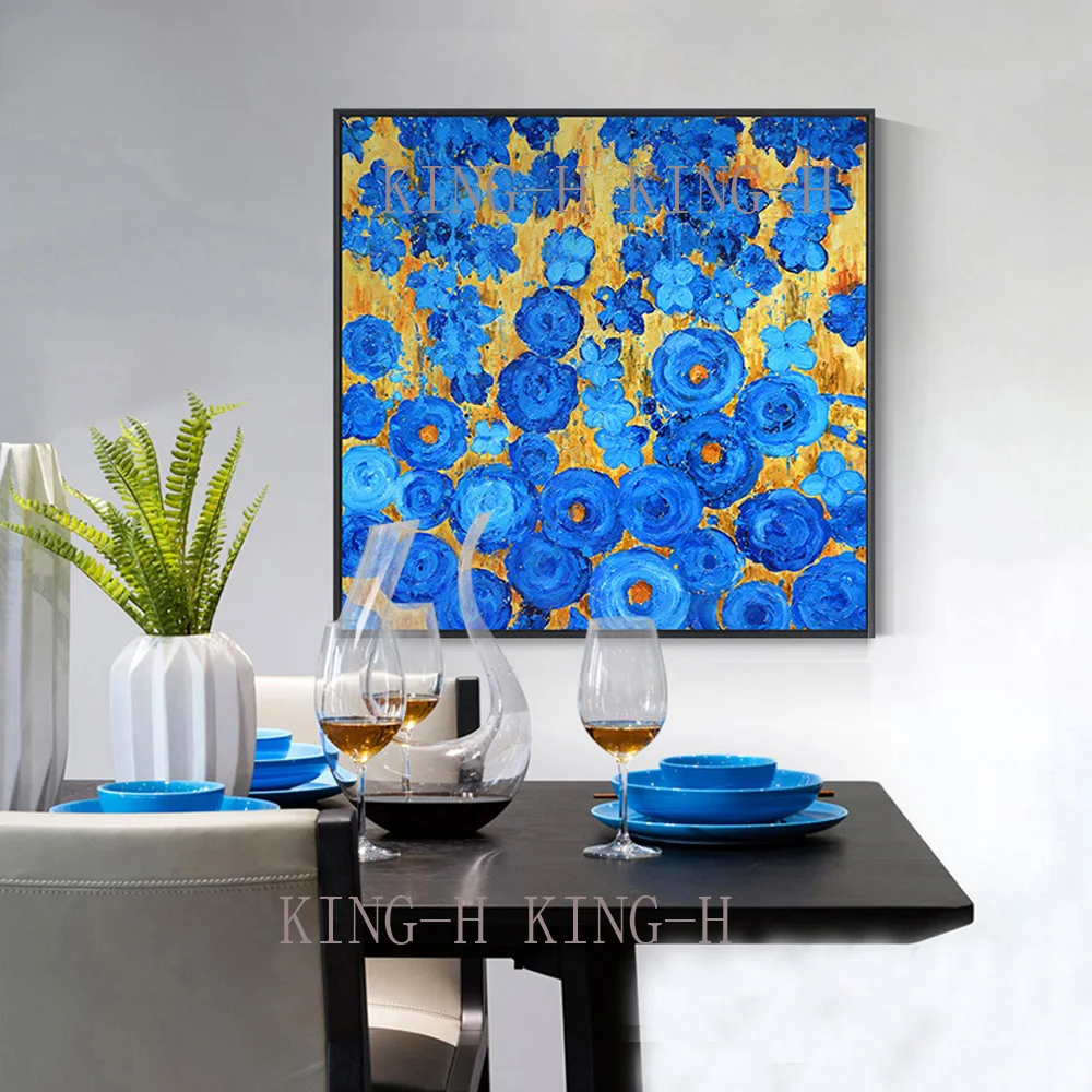 Hand-painted oil painting purple flowers in the flower field planting content abstract modern high quality decorate | Дом и сад