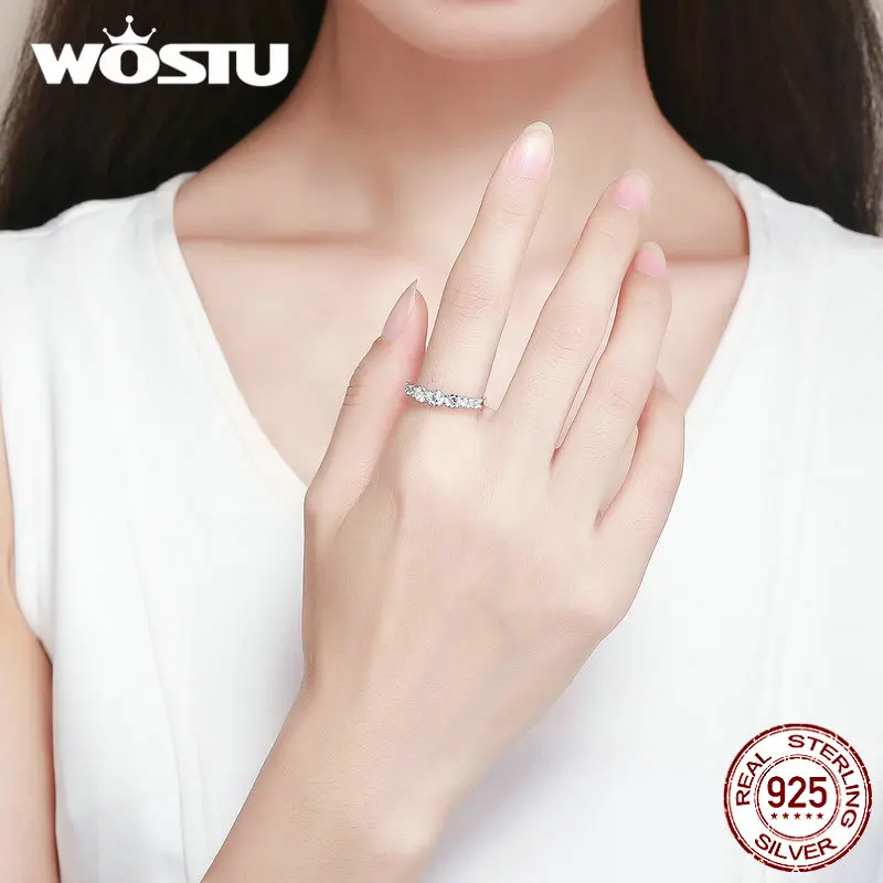 WOSTU, свадебная ледяная красота, кольцо, 925 пробы, серебряное, ослепительно чистое, CZ, кольца для женщин, обручальное, стильное, ювелирное изделие, FIR475