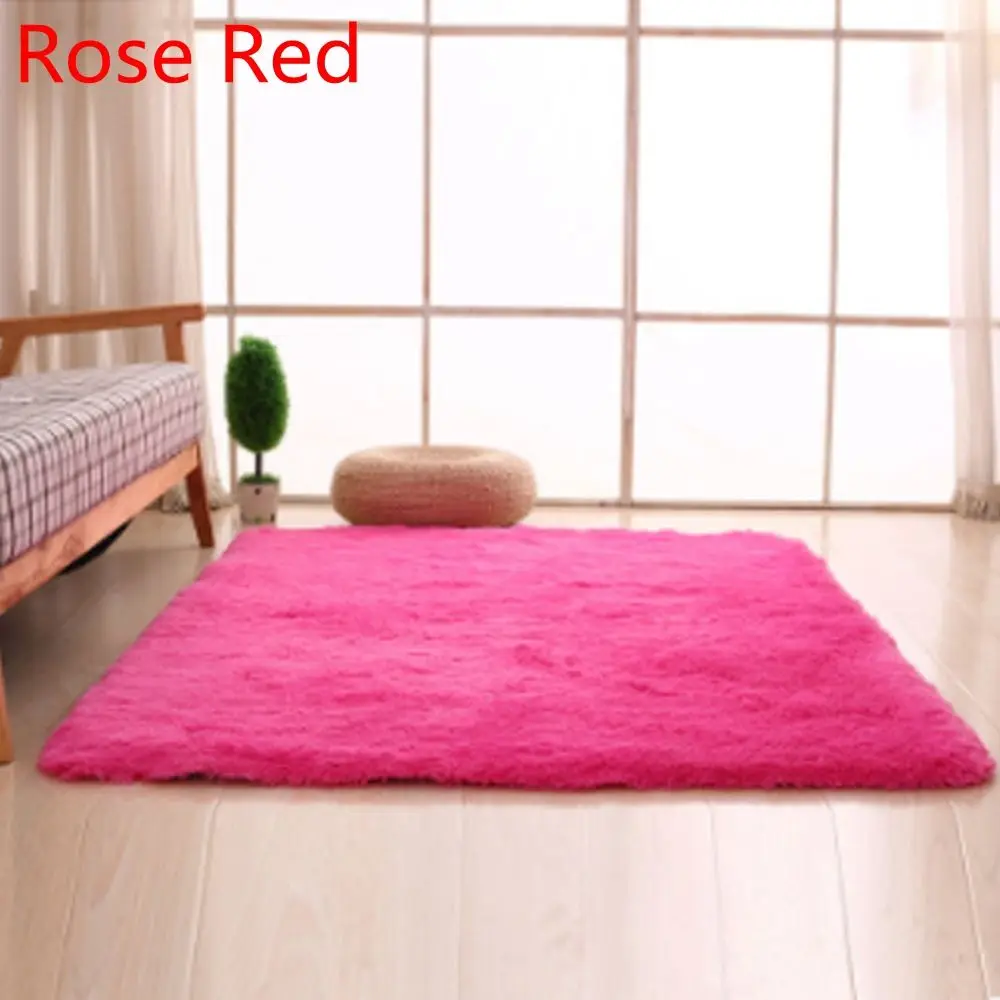 rose red Soft Shaggy Carpet For Living Room European Home Warm Plush Floor Rugs fluffy Mats Kids Room Faux Fur Area Rug Living Room Mats - Цвет: rose red
