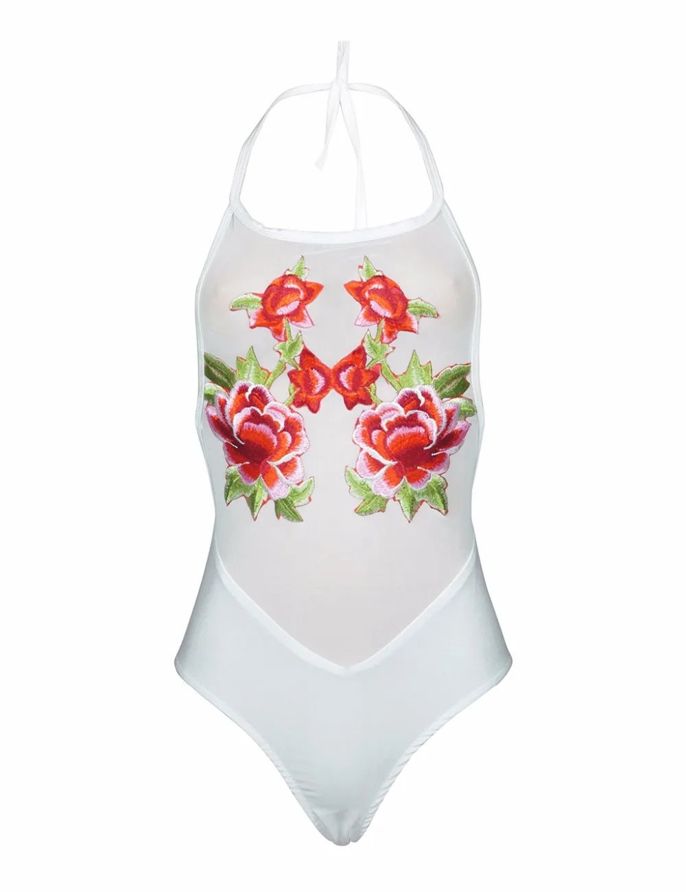 Лето 2017 г. Для женщин с цветочной вышивкой перспектива спинки Одна деталь комбинезон Шорты Бандаж пуш ап