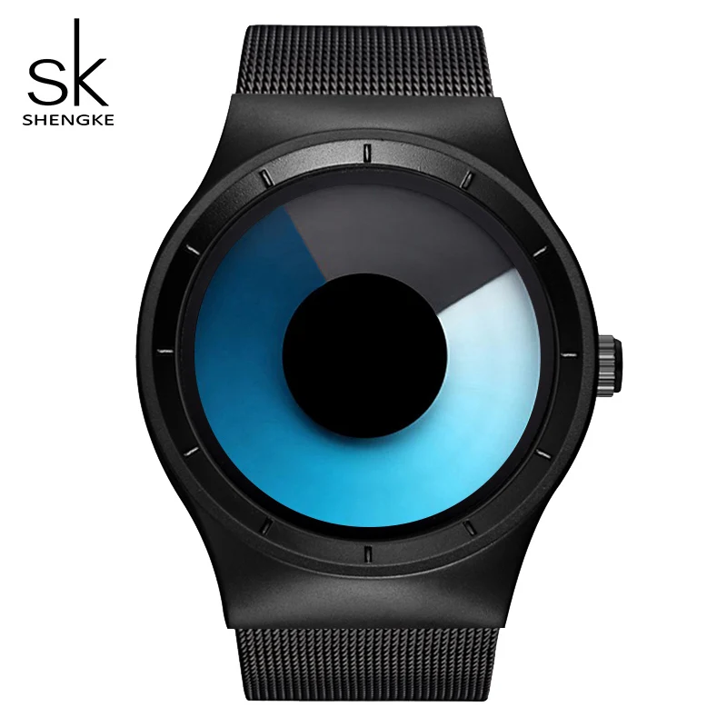 Blue black Shengke креативные женские часы, роскошные серебряные кварцевые часы из нержавеющей стали, женские часы с поворотом времени,, Лидирующий бренд SK Reloj Mujer - Цвет: Blue black