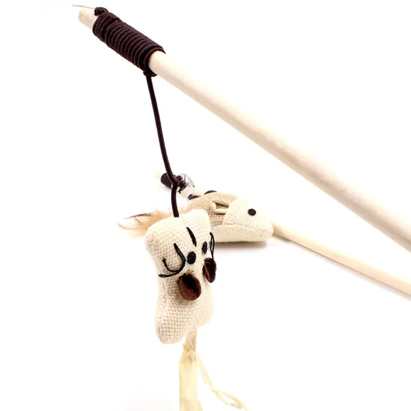 Деревянные игрушки для кошек мышь перо милый дизайн птичье плюшевая игрушка