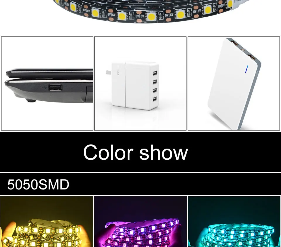 EeeToo светодиодный полосы USB светильник 5050 RGB светодиодный светильник 5V 3key 24key светодиодный полоса Lampara Гибкая неоновая лампа ТВ фон настенный Декор Светильник Инж