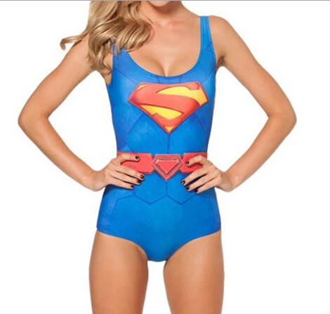 Free Shipping New 2015 Fashion Print Swimwear For Women Superman Costume Sexy One -piece Bathing Suit High Elastic Swimsuit A95 |