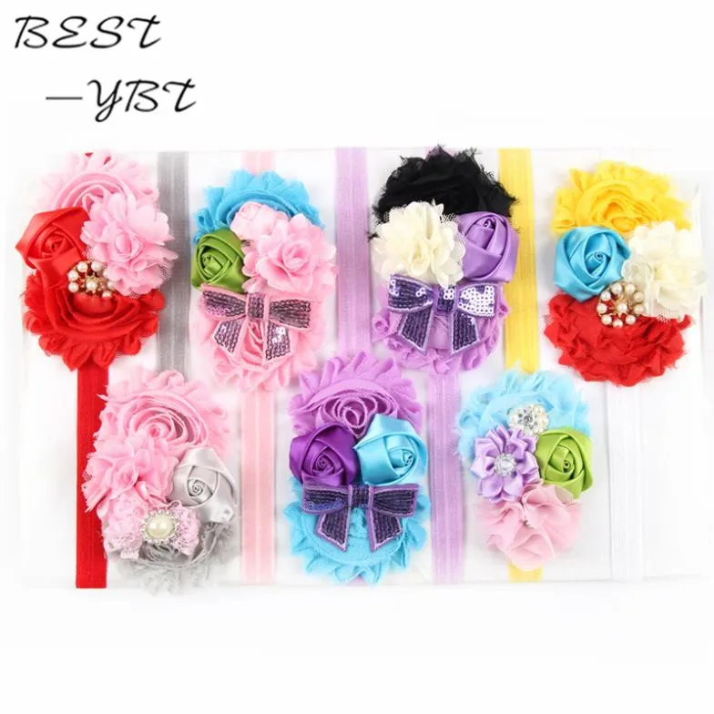 Новинка Детская повязка на голову ручная работа жемчужная Смешанная 4 Цветочная