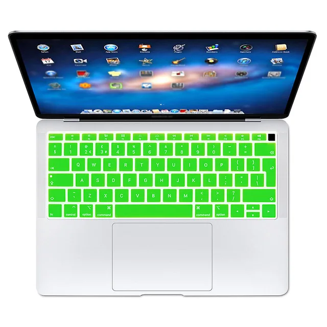 Green Для нового MacBook Air 13 A1932 с сенсорным ID защита для клавиатуры ноутбука силиконовый евро Английский покрытие для клавиатуры - Цвет: Green