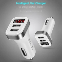 ghaok 3 1a led display dual usb car charger universal mobile phone aluminum car charger for xiaomi samsung iphone 11 pro max