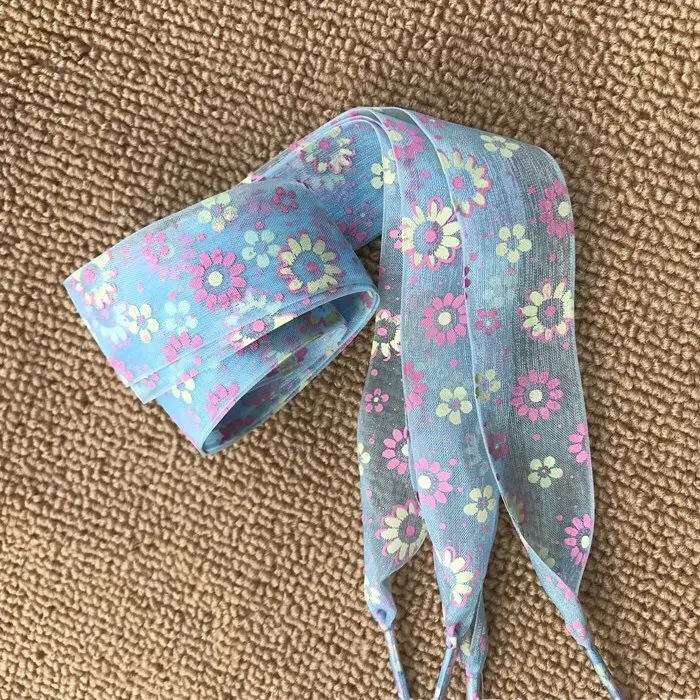 Light blue 11 Цвет печать снег пряжи кружевные шнурки 2,5 см Ширина 80 см/100 см/120 см Длина прозрачная обувь с кружевами шнурки - Цвет: Light blue