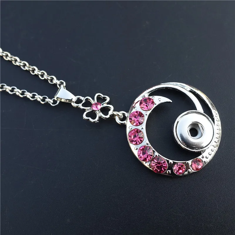 LYNL910 pink round Модные стразы в форме цветка металлические 12 мм кнопки ожерелье женские ювелирные изделия - Окраска металла: LYNL910 pink round