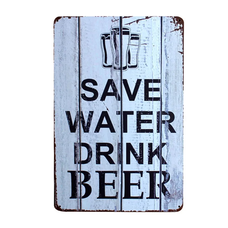 Экономить воду пить пиво оловянный Знак Бар паб дома Кафе Ресторан Декор стены