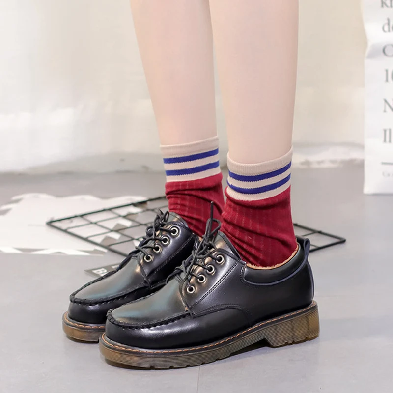 Новинка 2019 года женские туфли оксфорды на плоской платформе с искусственным