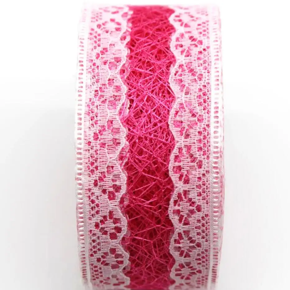 New 1-1/2 38mm lace ribbon 5y/10/20 yards DIY handmade material headdress bow Christmas wedding decoration Bud silk - Цвет: 2