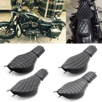 four new black motorcycle front driver leather pillow double seat cushions for harley sportster 48 xl883 72 x48