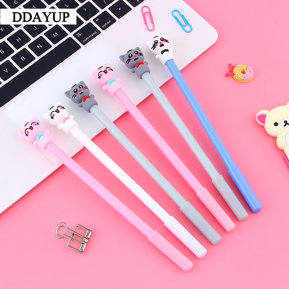 2 шт./лот 0 5 мм Kawaii мультипликационная гелевая ручка милый кот нейтральные ручки