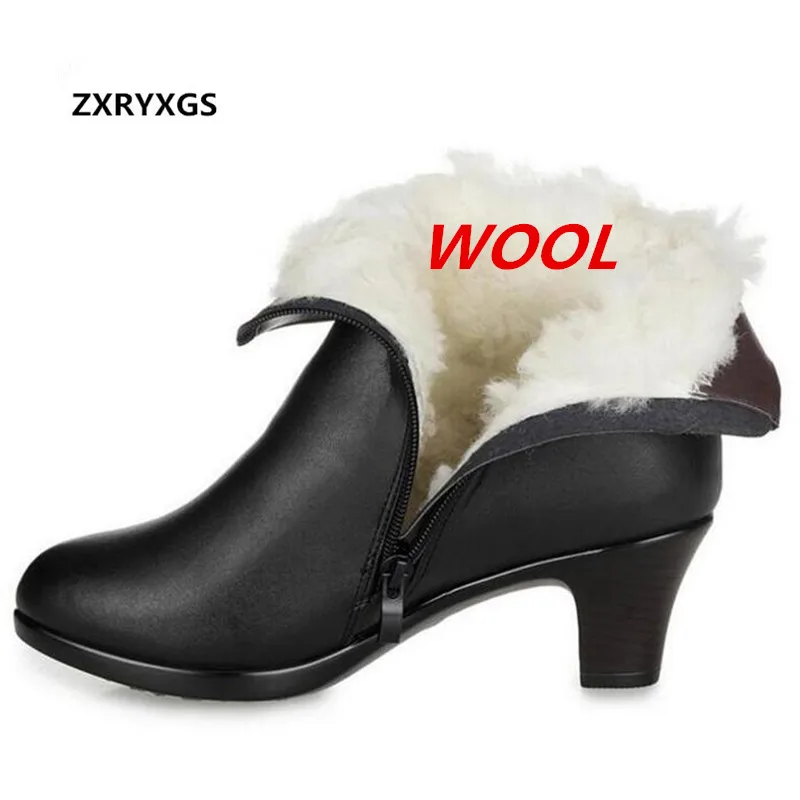 

2022 Large Size Winter Genuine Leather Boots Women Fashion Shoes Warm Comfortable Wool Boots Plus Velvet Snow Boots Women Boots