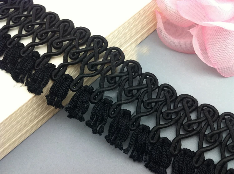 

5 yard 3.3cm 1.29" wide black tassel fringe tapes lace trim ribbon ML75P731