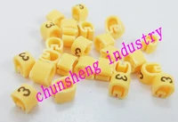 500pcsbox ec 3 6 0mm2 10 different number 0 9 cable marker yellow color set