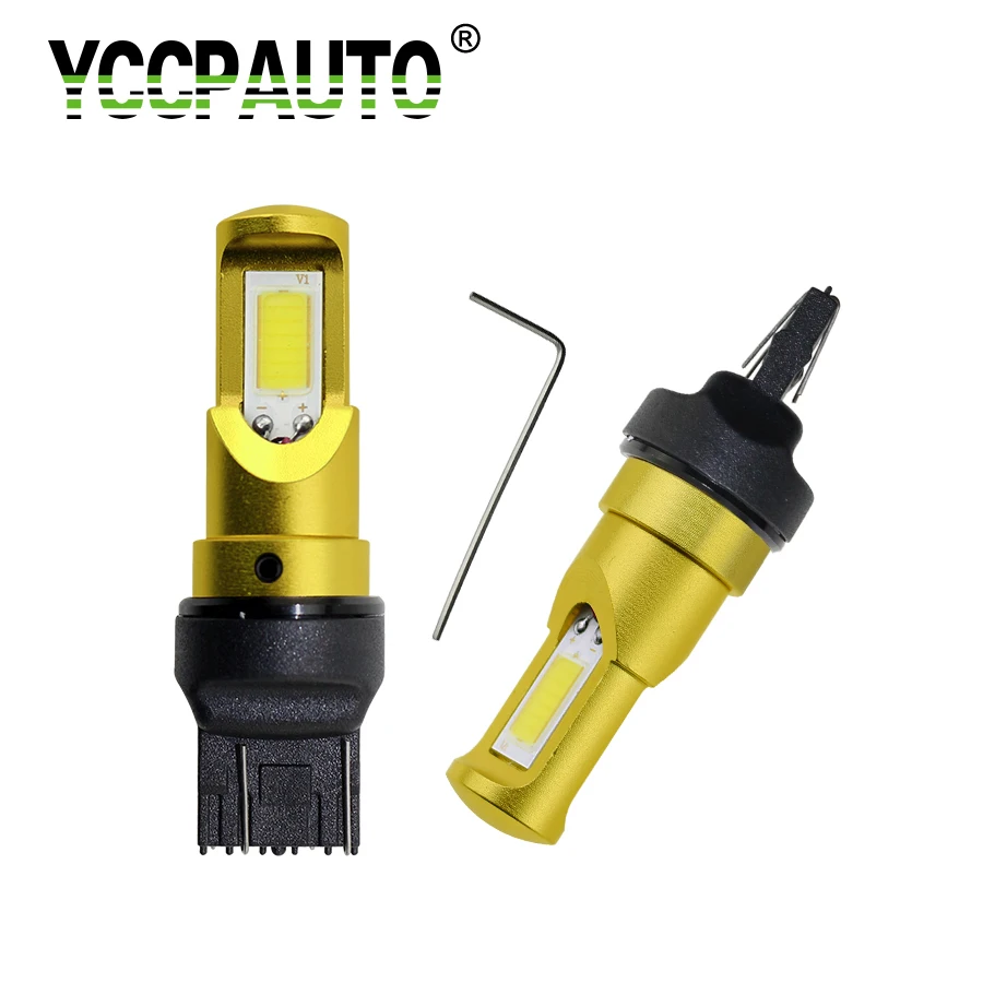 YCCPAUTO T20 7443 7440 Автомобильные светодиодные задние фонари W21/5 Вт 2000LM COB белые и желтые
