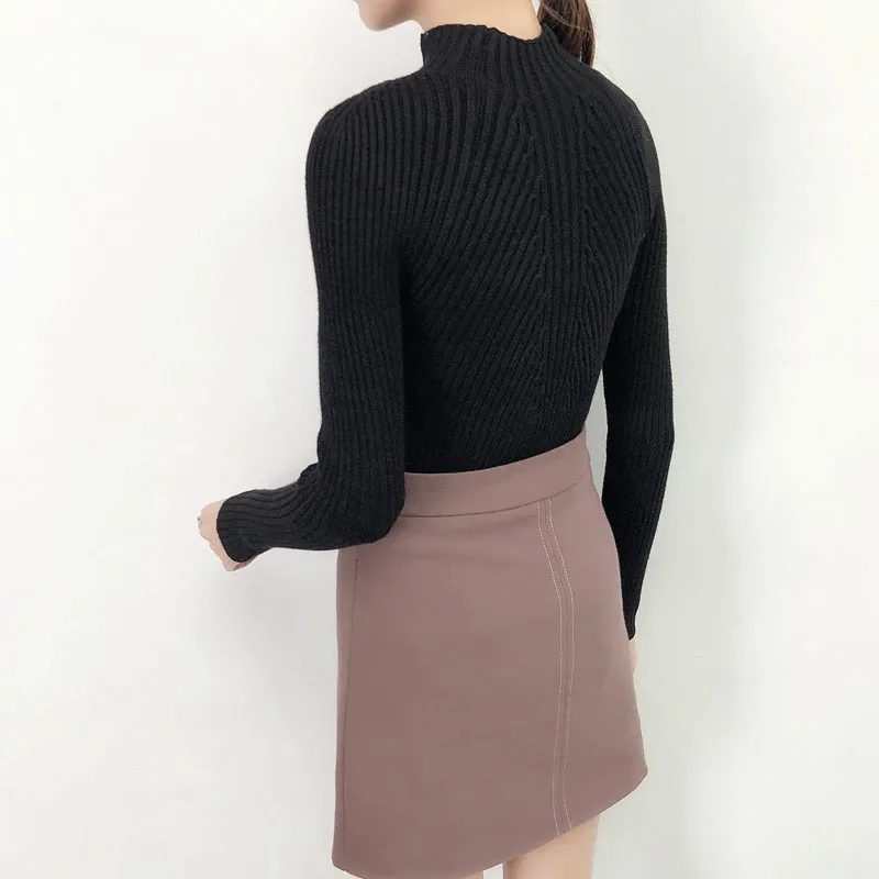 Autumn Winter Sweater Women Turtleneck Pullover Big size Slim Long sleeve Black Tops Knitwear Korean White Female Sweaters | Женская