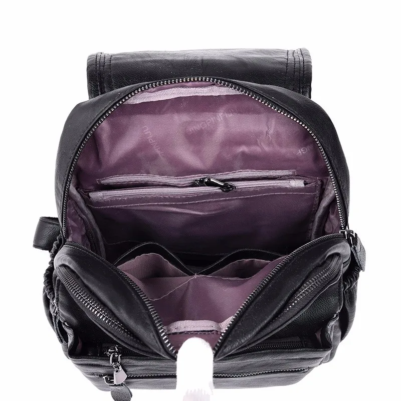 Женские кожаные рюкзаки Mochila Feminina рюкзак для девочек винтажные сумки однотонные женские роскошные дизайнерские рюкзаки женские