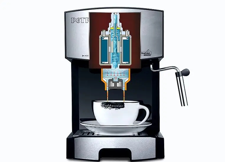 Petrus итальянская домашняя кофейная машина высокого давления PE3360 20 бар из нержавеющей стали, бытовая Эспрессо-кафе, сделай сам, молочная пена