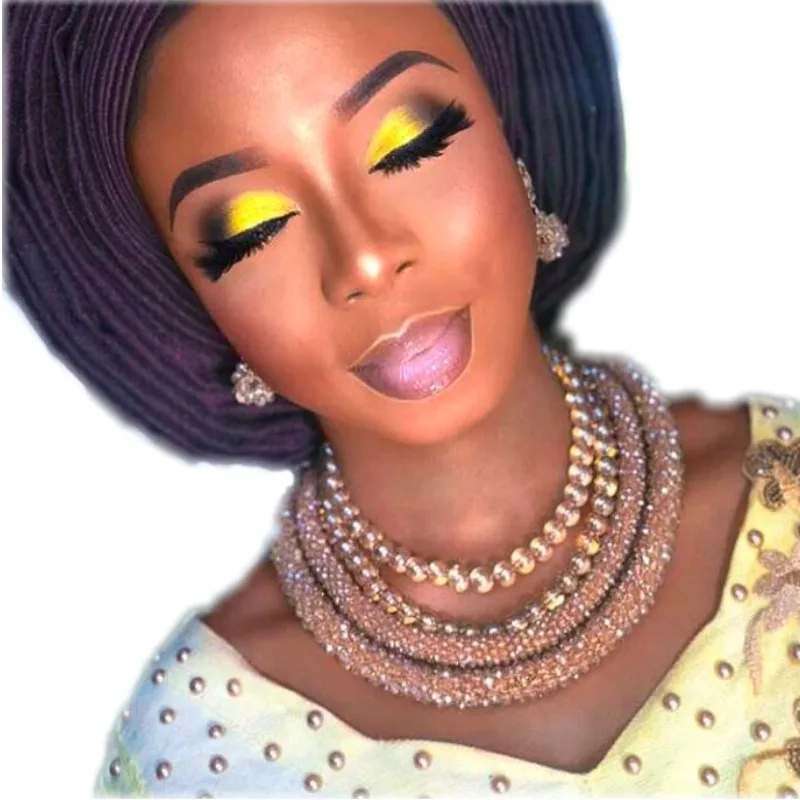 Fashion Gold Jewelry African Beads Necklace Set 3 Layers Nigerian Wedding Bridal For Women Free Ship 2018 Dubai New | Украшения и