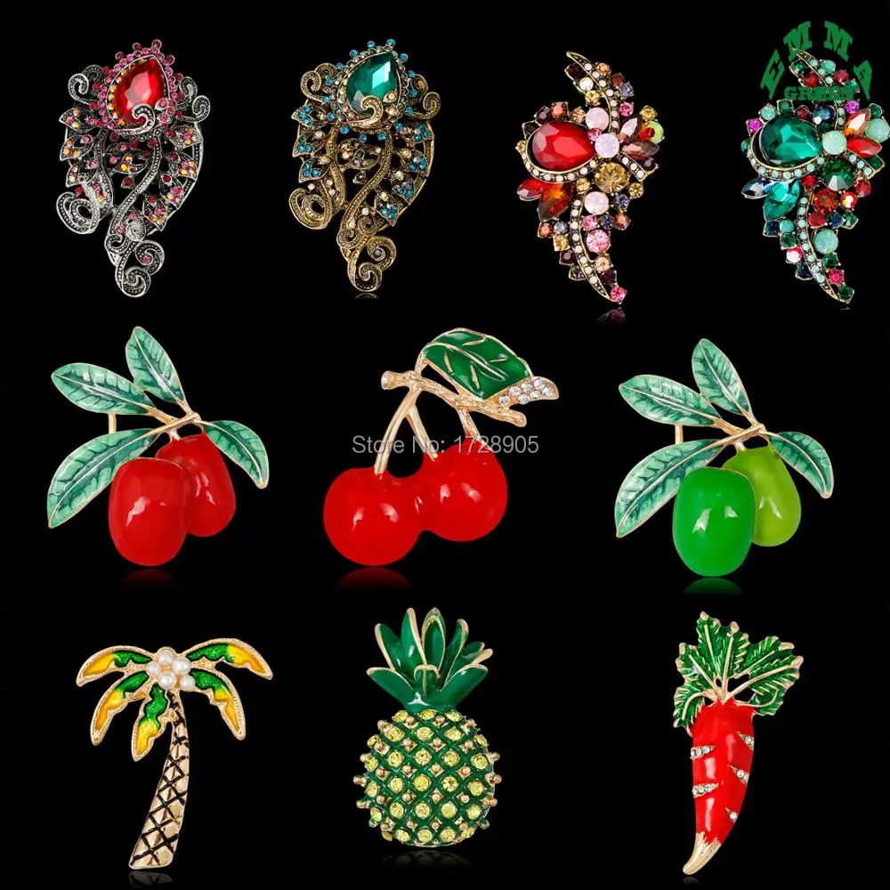 Женская свадебная брошь в виде фруктов ягод ананасов моркови букетов дерева