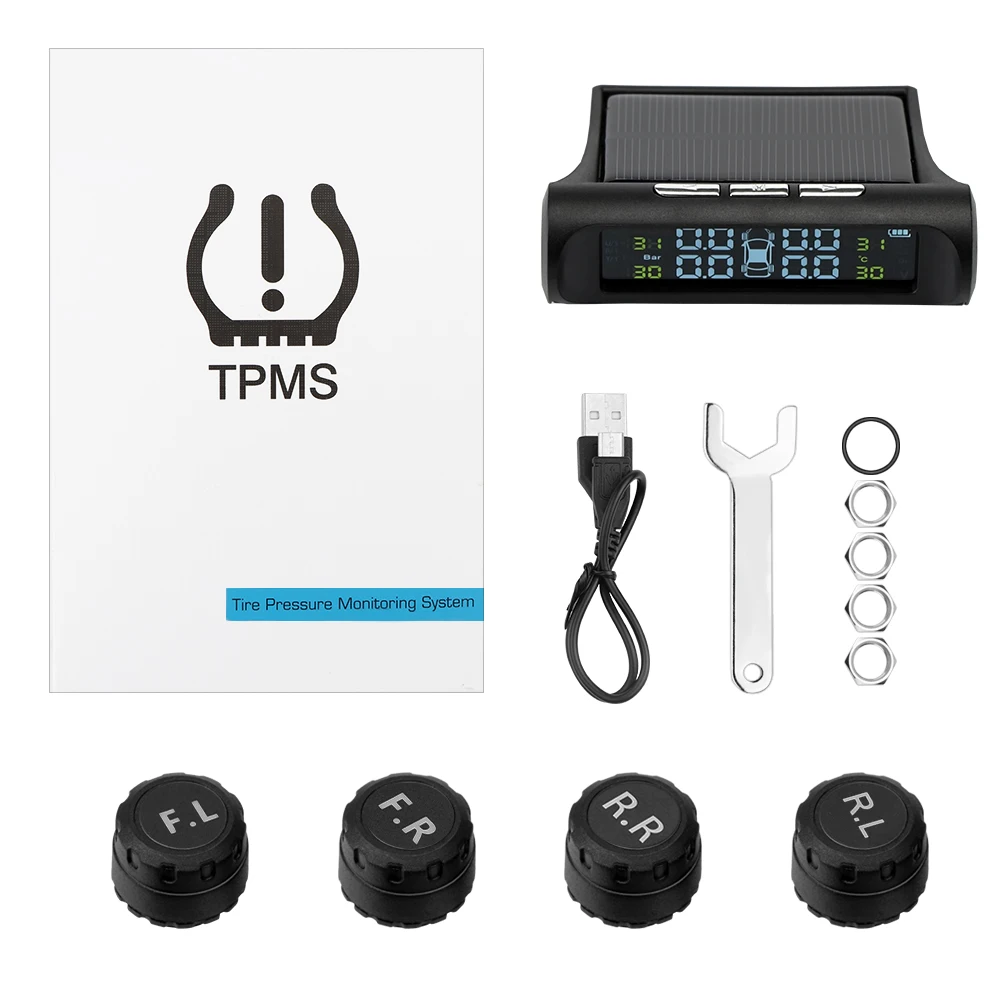 TPMS автомобильных шин Давление мониторинга Системы солнечной энергии ЖК дисплей