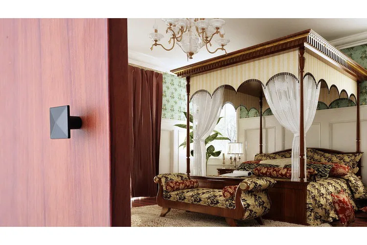 23 мм черный квадрат кабинет ручка сплава цинка Кухня Спальня гардероб комода