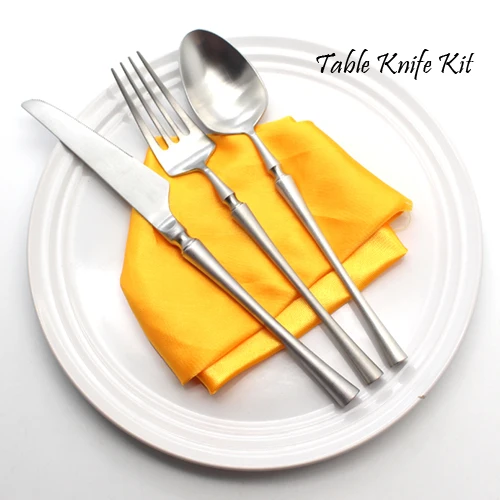 3pcs Table Knife Kit Серебряный набор столовых приборов, роскошная столовая посуда, 5 шт., матовая готовая столовая посуда, 304 нержавеющая сталь, столовый нож и вилка - Цвет: 3pcs Table Knife Kit