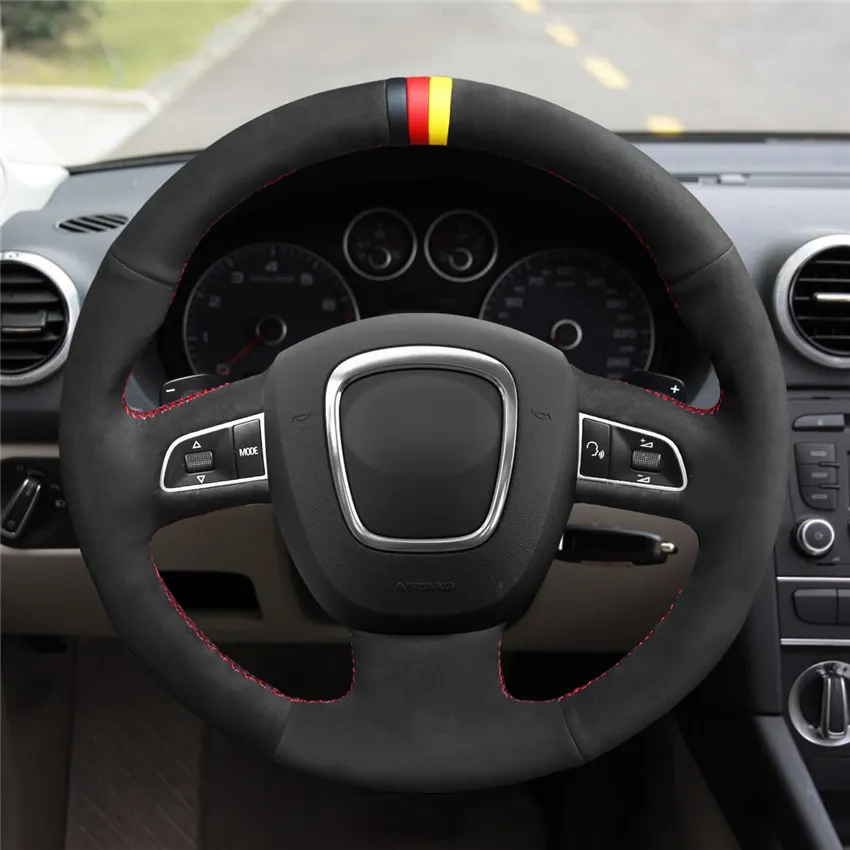Style-01 MEWANT черная замша рулевого колеса Крышка для Audi A3 8P Sportback A4 B8 Avant A5 8T A6 C6 A8 D3 Q5 8R Q7 4L S3 S4 S5 S6 S8 RS 4 - Название цвета: Style-01