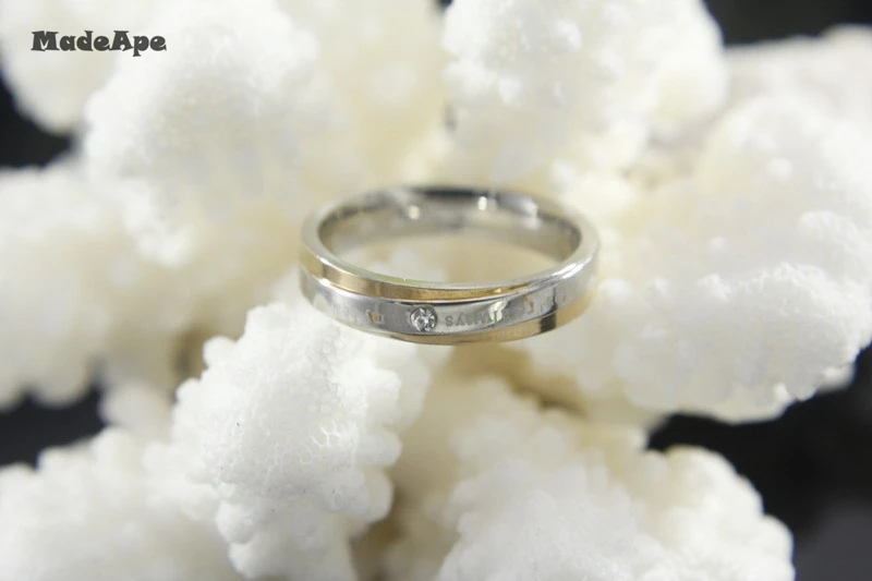 MadApe 4mm Width Zircon Ring For Women Wedding Rings 316L Stainless Steel Couple And Men Engagement | Украшения и аксессуары