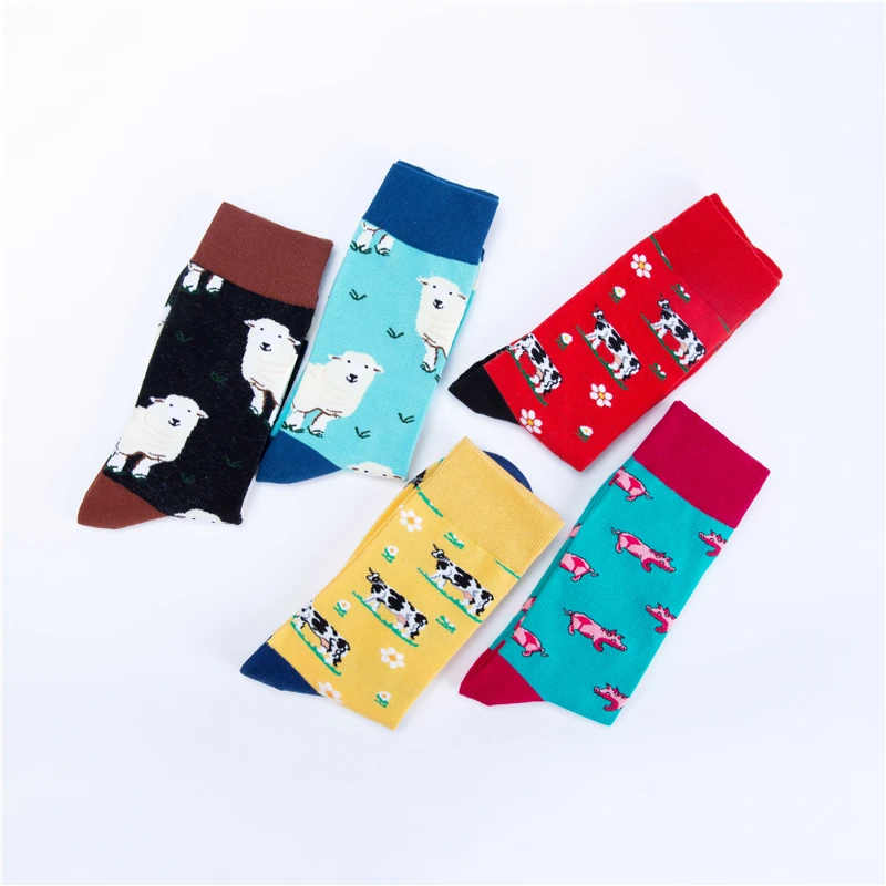 Okoufen Happy Farm повседневные хлопковые мужские носки Harajuku уличные хип хоп Смешные