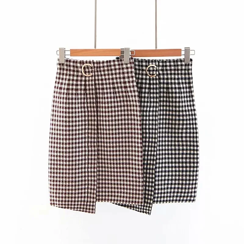 Hot sale Z0912T8 temperament of Europe and the United States fall 2018 new grid knitted skirts # 6021 | Женская одежда