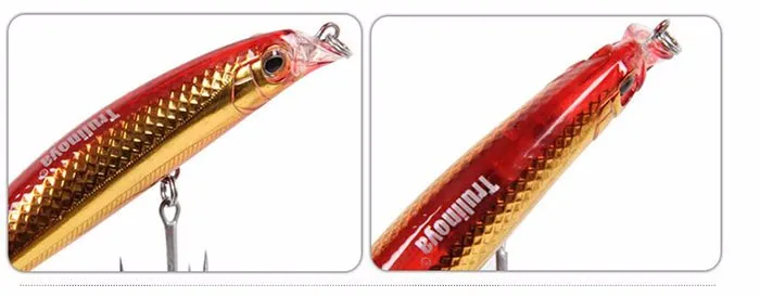 1 шт Trulinoya DW18 Лазерная гольян рыбаловная приманка 9 см 10g искусственная жесткая приманка Светоотражающие тройными крючками Пластик рыболовные снасти