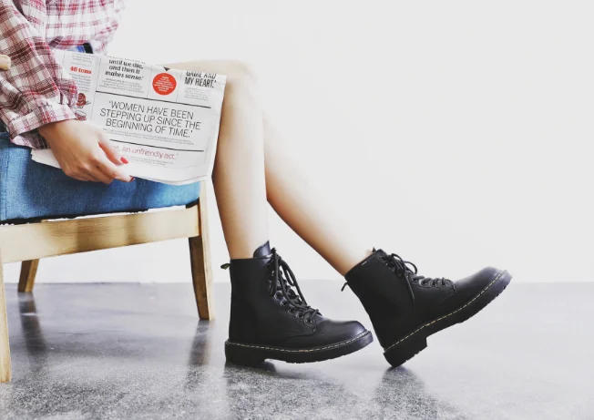 XEK 2018 кожаные женские ботинки Dr shoes высокие мотоциклетные осенне зимние Размеры 35