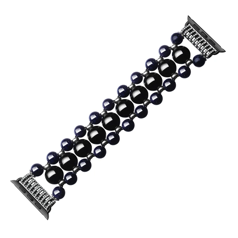 Black stone 2 Женский ювелирный ремень для Apple Watch 38 мм 40 мм iwatch 4/3 ремешок для часов 42 мм 44 мм имитация жемчуга браслет для часов - Цвет ремешка: Black stone 2