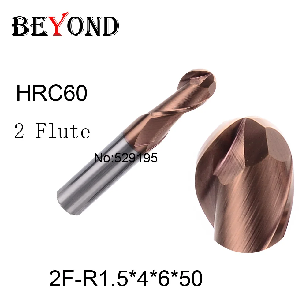 Сверху Высококачественная торцевая фреза 2F R1.5 HRC60 карбидная с двумя канавками