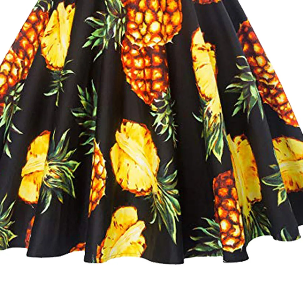 Платье 2019 Весна Лето Новое Женское платье летнее с принтом ананаса на бретельках