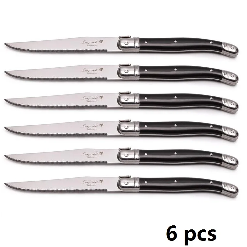 6 pcs knives " Laguiole ножей для стейка Нержавеющая сталь ужин Ножи из двух вещей черно-столовые приборы Кухня столовые принадлежности Комплектная посуда Ресторан Бар 6/810 шт - Цвет: 6 pcs knives