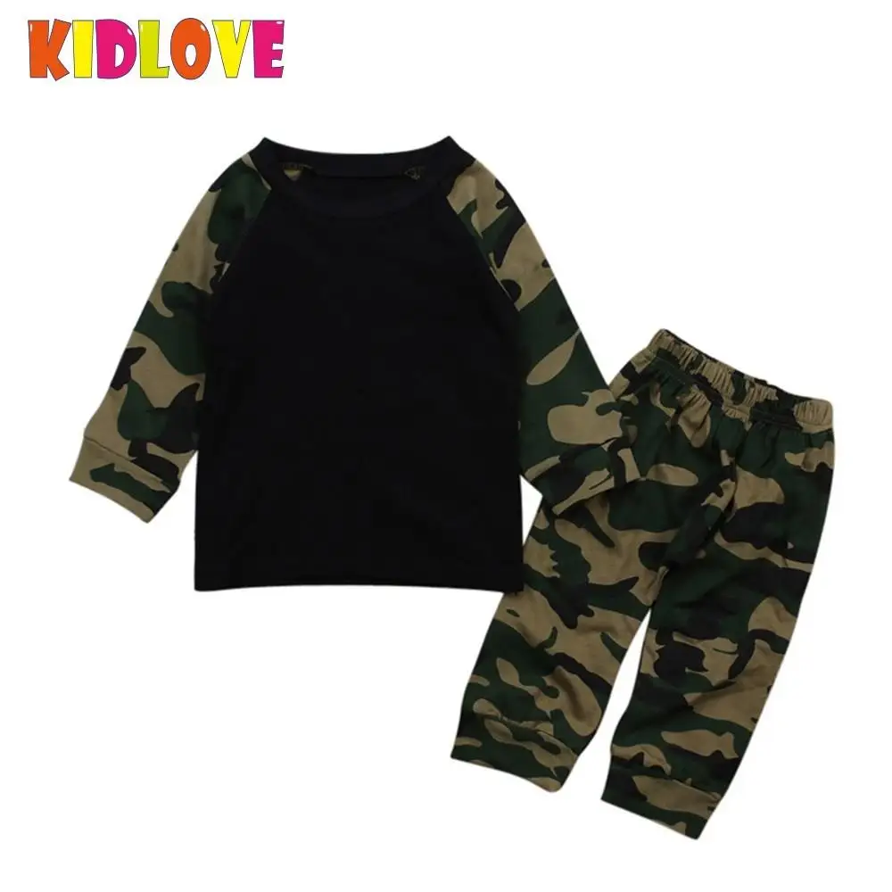 Kidlove Лидер продаж мальчиков камуфляж зеленый хлопковый костюм для малышей