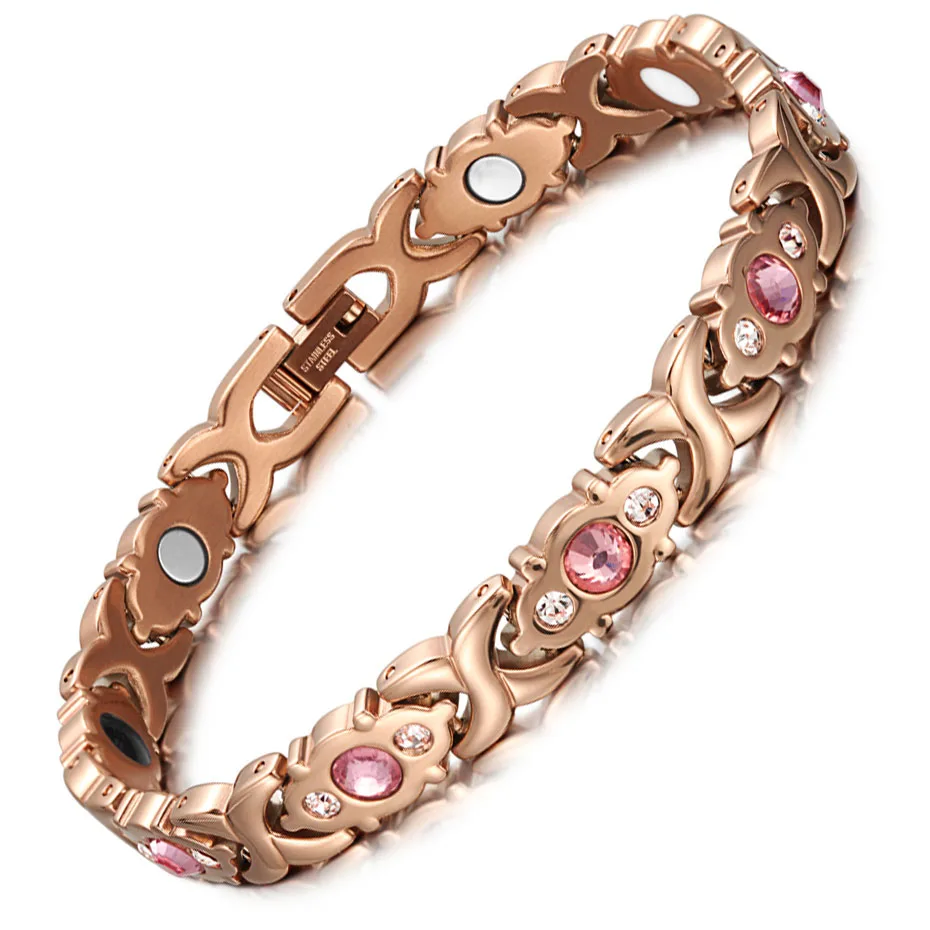 RG bracelet RainSo женский браслет из блестящего хрусталя, нержавеющая сталь, модные ювелирные изделия для здоровья, магнитный браслет с голограммой, очаровательный браслет с цепочкой и звеньями - Окраска металла: RG bracelet