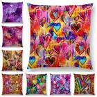 Чехол для диванной подушки с изображением бабочки, мечты, цветов, души, сердца, тюльпана, золотых кругов, цветных стекол