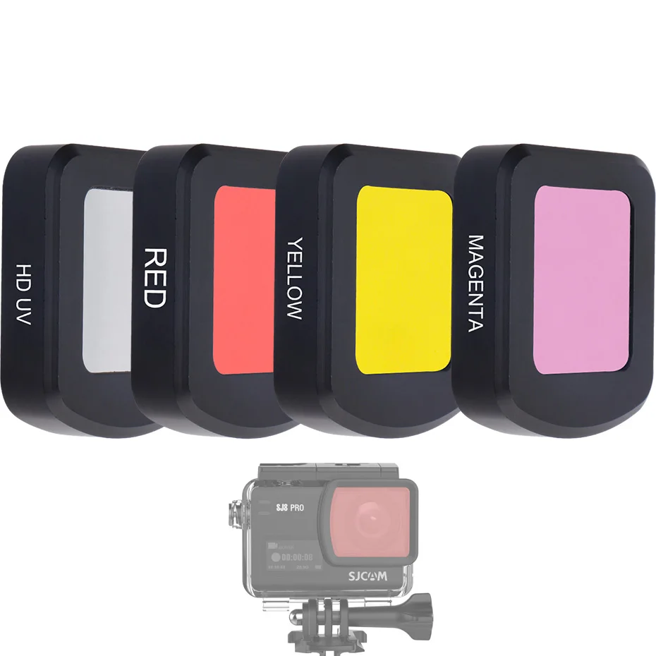 4 in 1 Filter TENENELE фильтр для экшн-камеры для Sjcam SJ8 Pro/Plus/Air HD UV Sport камера, стеклянные фильтры на водонепроницаемом корпусе, чехол, аксессуары - Цвет: 4 in 1 Filter