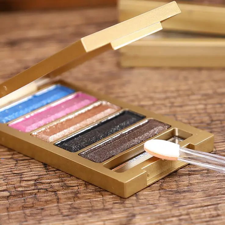 Профессиональный макияж для глаз 5 видов цветов Палитра теней век Золотая