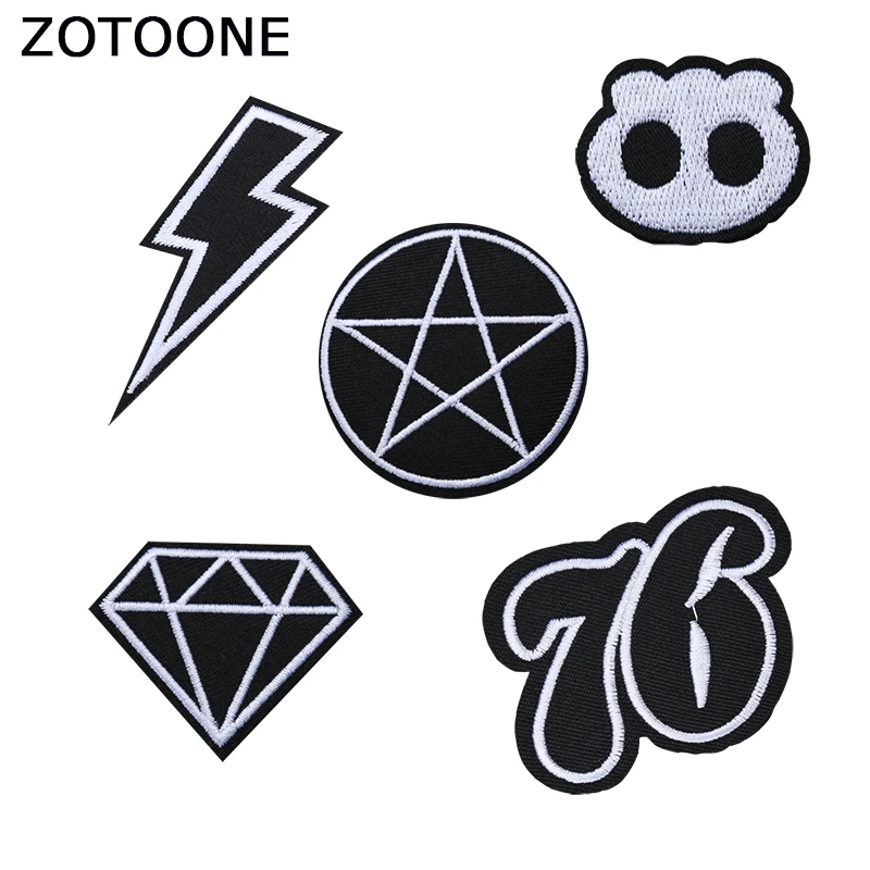 Черно белые круглые нашивки ZOTOONE для одежды сделай сам вышитая нашивка алмазная