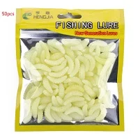 50pcs 50 шт. рыболовные приманки, пластиковые мягкие приманки, имитация личинки, запах червя, Светящиеся креветки, поддельные приманки, снасти, аксессуары - Цвет: 50pcs
