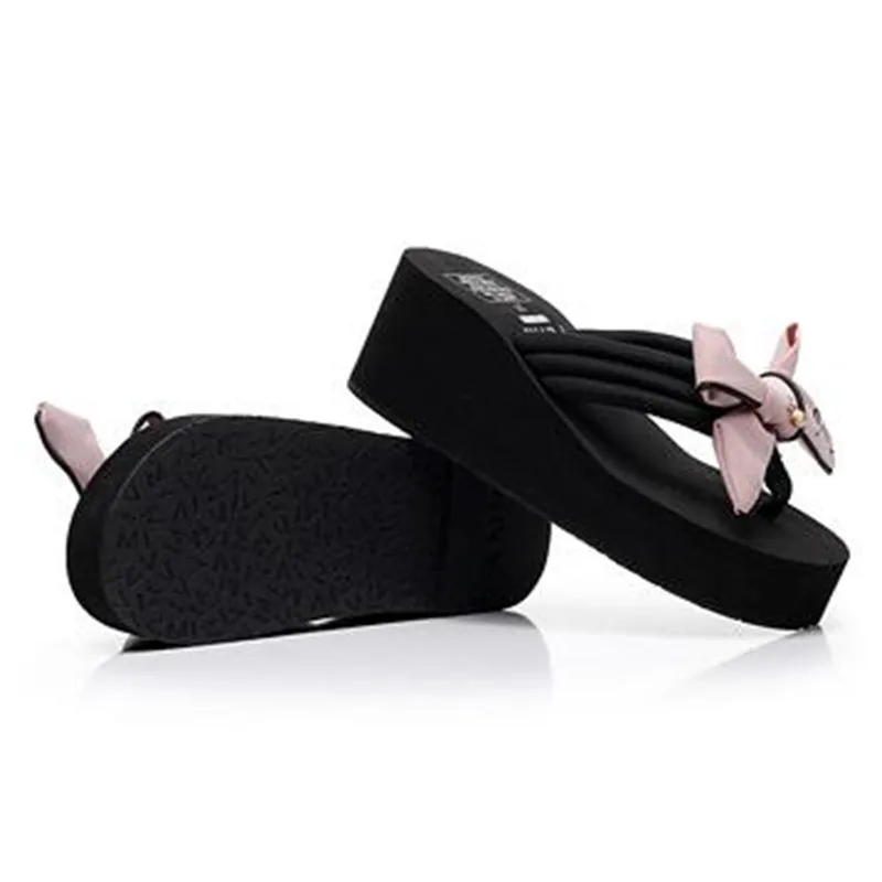 COSMAGIC/модные Вьетнамки с бантом тапочка на платформе Новинка 2019 года женские