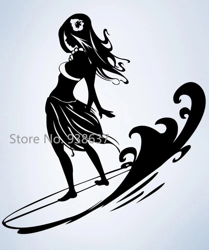Surfer Hula девушка настенные наклейки домашний Декор Гостиная виниловые на стену